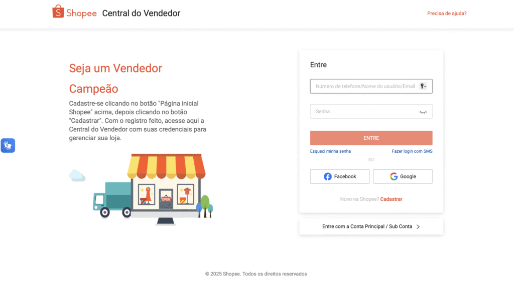 Central do vendedor shopee